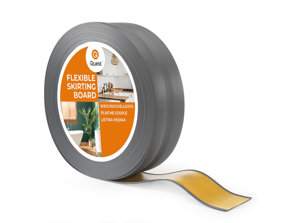 Zócalo de PVC de 32 x 23 mm, 5 m, flexible, autoadhesivo, suave, grafito Quest