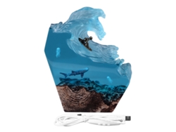Lámpara De Noche De Resina, Diseño De Olas Marinas, Decorativa Para Mesa, Dormitorio, Oficina, Regalo De Cumpleaños, 5v