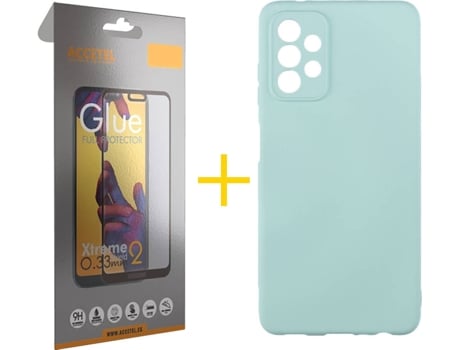 Kit Funda + Protector de Pantalla Samsung A32 5G ACCETEL Cristal Templado 4966 Verde