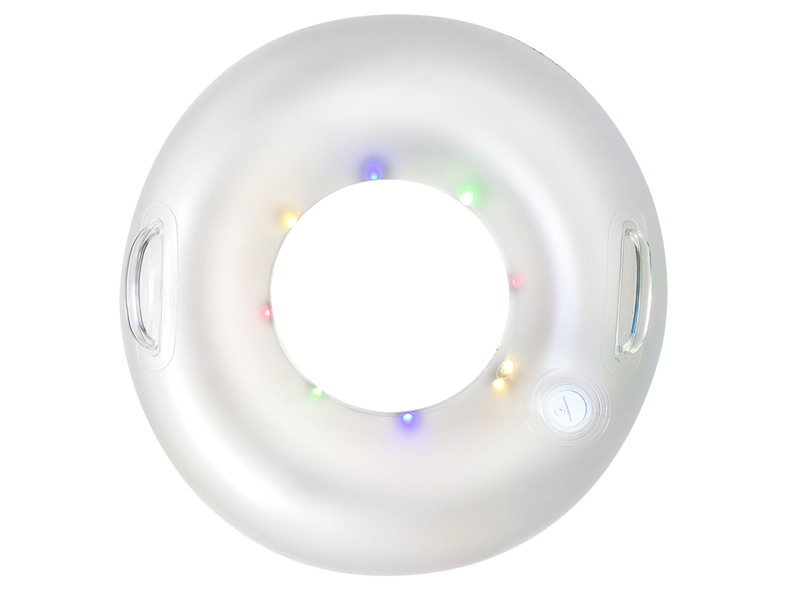 Flotadores inflables transparentes con LED para adultos, anillos de natación con asas, juguetes para piscina y playa