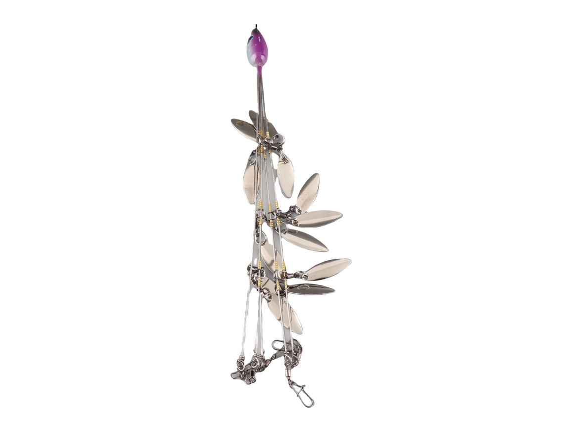 Rig Paraguas Con 12 Cuchillas Y Espirales Kit De Pescado Con Anzuelos Artificiales Multilure Rosa