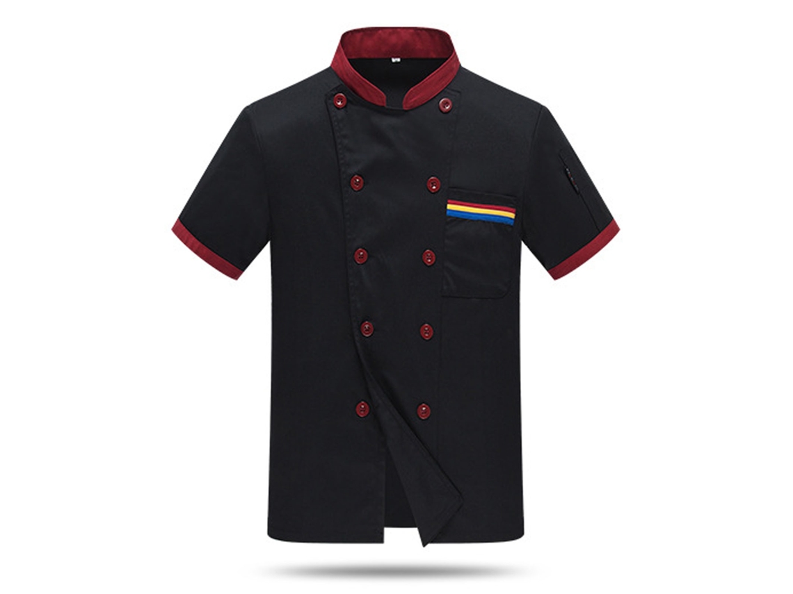 Uniforme De Chef De Manga Corta Para Hombre, Verano, Profesional, Negro, Talla M