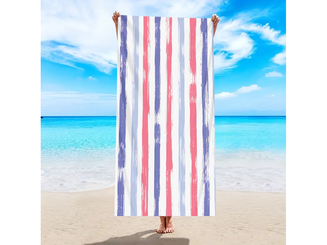 Toalla de playa de microfibra a rayas Yuysan, de alta absorción y secado rápido, 180 x 90 cm, modelo ST039, azul claro.