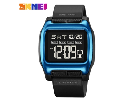 Reloj digital cuadrado para hombre con números y esfera grande, resistente al agua, LED, color azul LUUCOZK