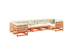 unidades Conj. Sofás Jardim C/ Almofadões Pinho Maciço Castanho Mel Dkd Home Decor