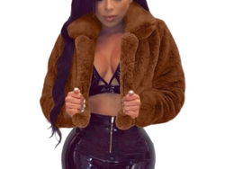 2026-abrigo Falso Pelo Mujer Corto Rosa Caliente Sherpa Abrigo Cálido Polar Chaqueta Mujer Invierno Casual
