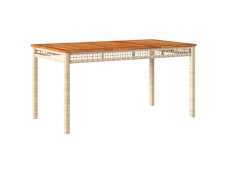 Mesa de jardín ratán sintético madera acacia beige VIDAXL (140x80x75 cm)