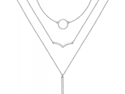 2026-9439-collares De Plata Esterlina S925 De 3 Capas Con Extensor Para Mujer Estilo Geométrico Jye 3 Multicapa Capa