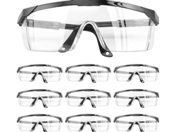 10 Gafas Seguridad Transparentes, Para Usuarios Gafas, Patillas Ajustables, Antiempañante, Antisaliva
