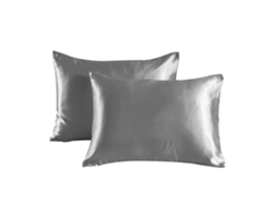 2Pack Fronha Cor Pura Fronha De Cetim Dupla Face Fronha De Seda Amoreira Para A Pele-Cinza Profundo