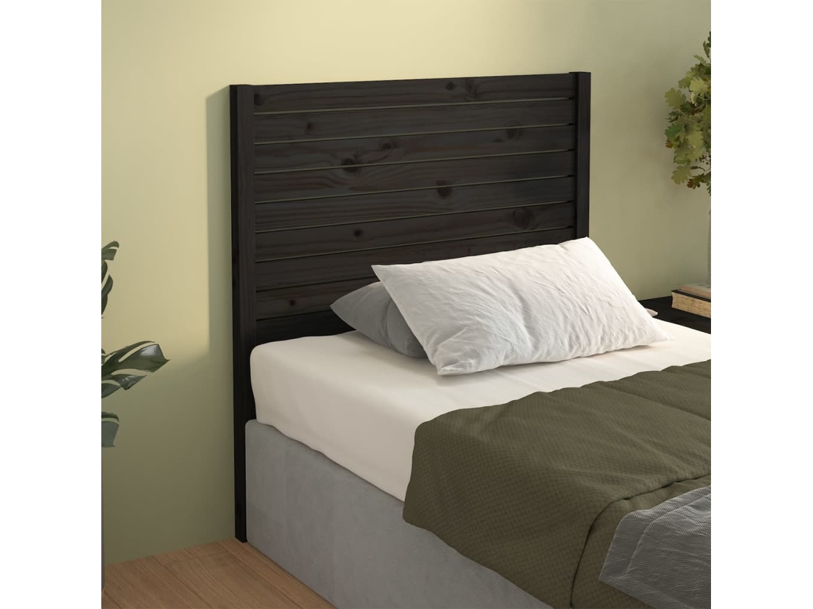 Cabecero De Cama Madera Maciza De Pino Negro 96x4x100 Cm