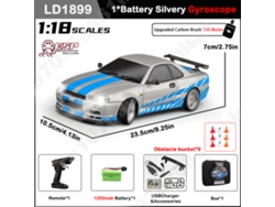 Coche de drifting RC 1/18 GTR R34, tracción trasera 2.4G, con giroscopio, carrocería de aleación metálica, modelo deportivo. Aeuzwr