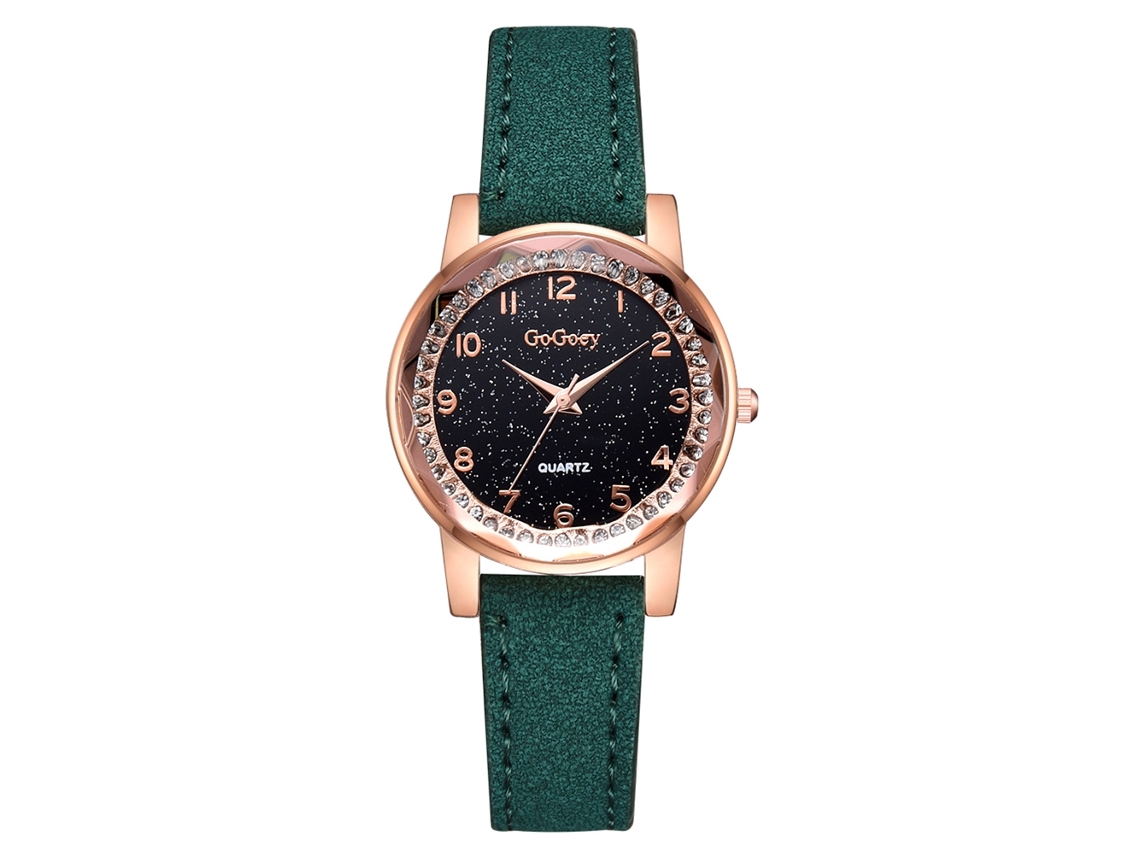 Reloj De Pulsera De Aleación De Poliuretano Para Mujer, Moderno, Sencillo, Elegante, Con Decoración Verde.