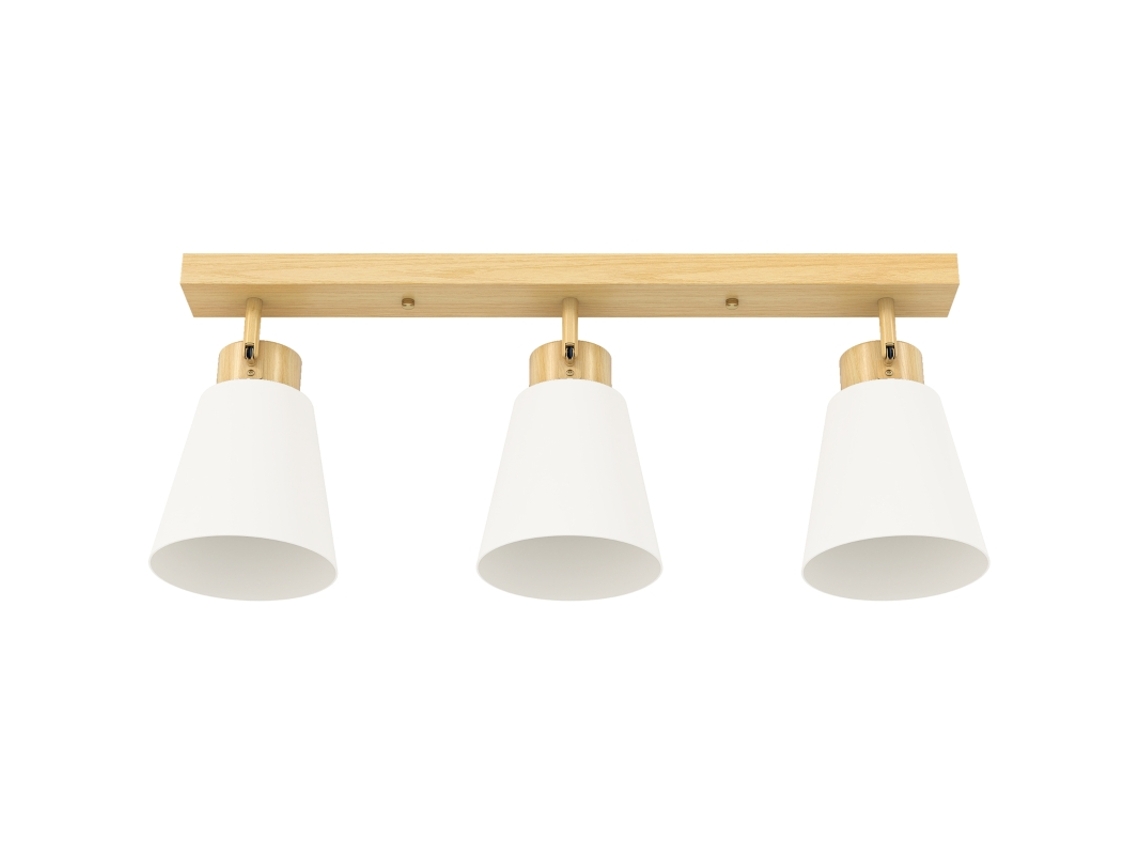 Lámpara De Techo Led De 40w Con 3 Casquillos E27, Regulable, De Madera Natural.