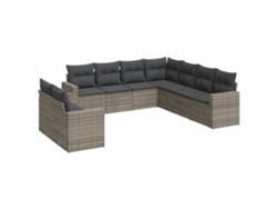 Maison Exclusive - Set De Muebles De Jardín 9 Pzas Y Cojines Ratán Sintético Gris