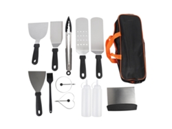 Kit de accesorios para parrilla plana de acero inoxidable, utensilios para barbacoa con espátulas y aros para huevos.