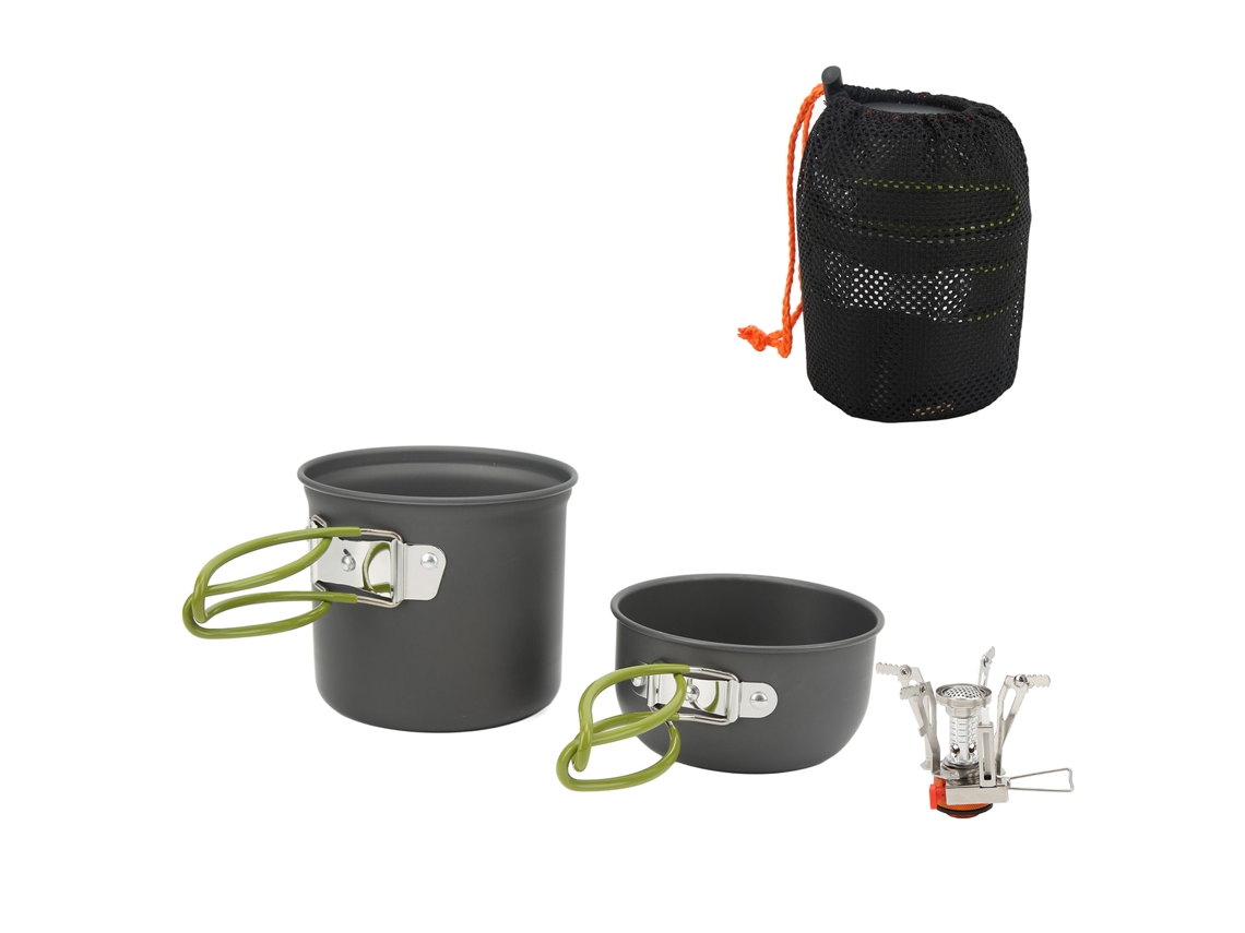 Juego De Utensilios De Cocina Portátiles De Aluminio Resistentes A Altas Temperaturas Para Acampar Al Aire Libre, Con Hornilla Y Sartenes.