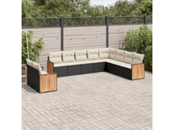 Conjunto de sofás de jardín de 10 piezas DKD Home Decor con cojines de mimbre negros