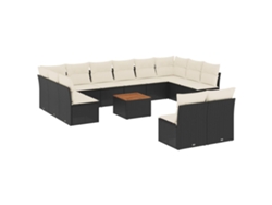 Maison Exclusive - Set De Sofás De Jardín Y Cojines 13 Pzas Ratán Sintético Negro