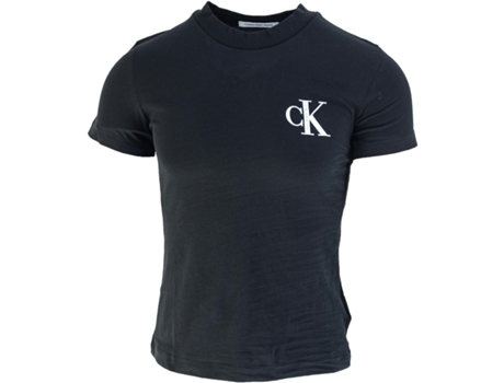 Camiseta CALVIN KLEIN Organic Cotton Logo T-Shirt, Negro, Mujer XS