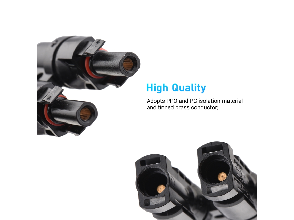 Conector En T Solar De 4 Vías Ip67 Para Conexión En Paralelo Entre Paneles Solares, Cable Macho-hembra De 14awg-10awg.