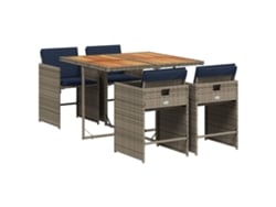 Maison Exclusive - Conjunto De Comedor De Jardín De 5 Piezas Con Cojines, Poliratán Gris
