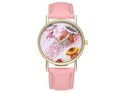 Reloj De Pulsera Unisex Informal Con Correa De Piel Sintética Y Movimiento De Cuarzo Rosa.