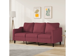 Sofá De 3 Plazas De Tela Rojo Tinto 180 Cm