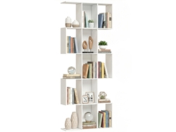 Librería En Forma De S Con 5 Baldas, 80x24x200 Cm, Blanca.