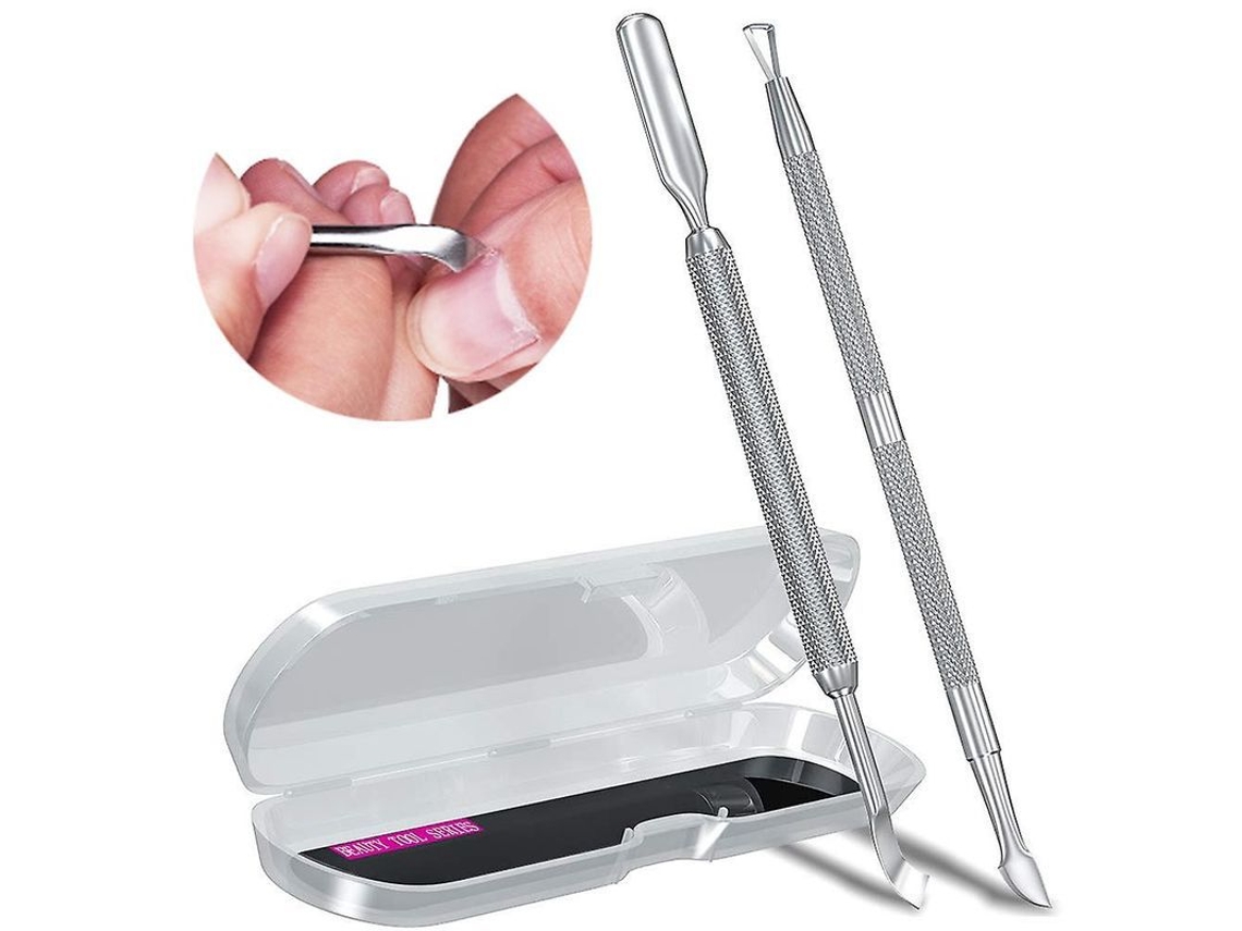 Juego De Herramientas De Acero Inoxidable De 2 Piezas Para Uñas, Para Quitar El Esmalte Y Las Cutículas - Calidad Profesional