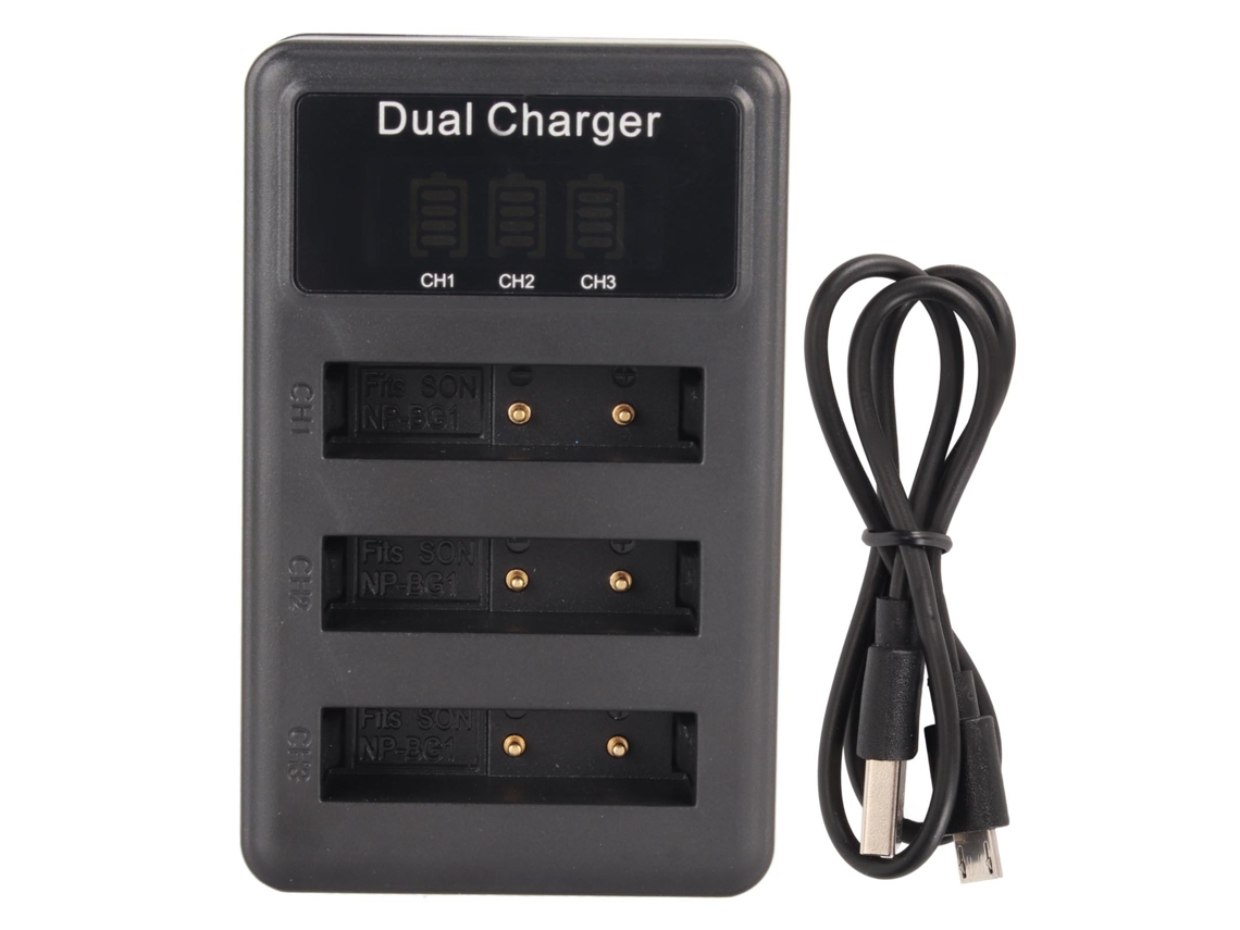 Cargador De Batería Usb Para Cámara Con 3 Ranuras E Indicador De Energía Para Np Bg1 Dsc H50 H10 H20 W210 W220 Wx1 5v
