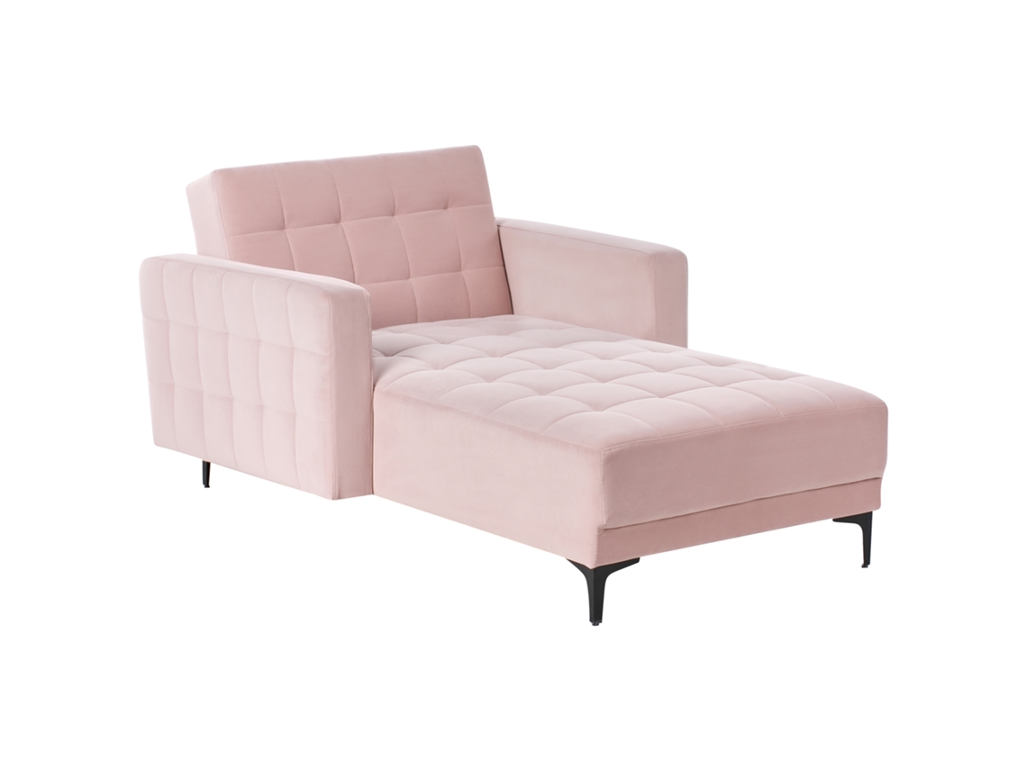 Chaise Longue Beliani Aberdeen Terciopelo Rosa 107x189x83