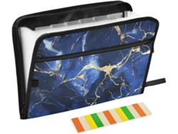 Besportble Carpeta De Mármol Azul Y Dorado Recibos Con Cremallera Oficina 30,5 X 43,2 Cm