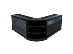 Mostrador comercial MonsterShop Demeter, negro, K1200B1200LM60, MDF y vidrio templado