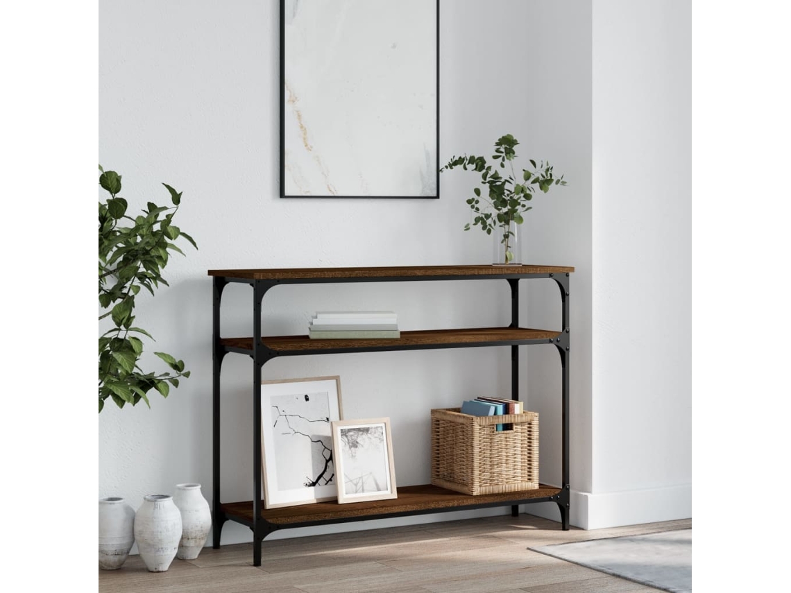Mesa Consola Madera De Ingeniería Marrón Roble 100x29x75 Cm