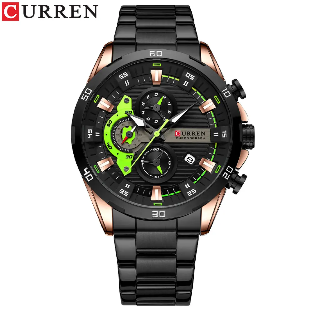Reloj Deportivo Para Hombre (black Rose), Cronógrafo Resistente Al Agua, De Acero Inoxidable.