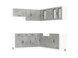 Conjunto de 11 gabinetes de cocina de hormigón gris MAISON EXCLUSIVE