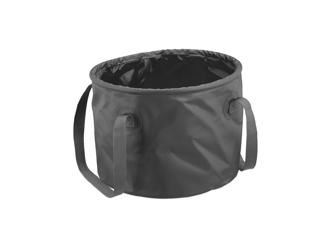 Relaxdays Cubo Plegable Camping, 15 L, Replegable, Cubeta De Viaje Con Asas, 23x31x31 Cm, Exterior, Pvc, Gris