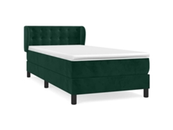 Maison Exclusive - Cama Box Spring Con Colchón Terciopelo Verde Oscuro 90x190 Cm