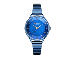 Reloj De Pulsera Azul Con Correa De Acero Inoxidable, Elegante Reloj De Cuarzo Resistente Al Agua Para Mujer, Estilo Casual.