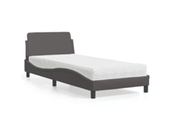 Cama Con Colchón Cuero Sintético Gris 80x200 Cm