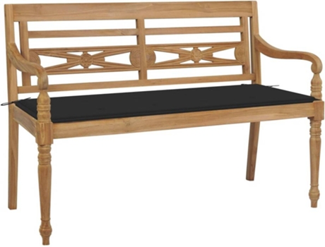 Banco de exterior VIDAXL Negro Teca (120x51.5x84 cm)