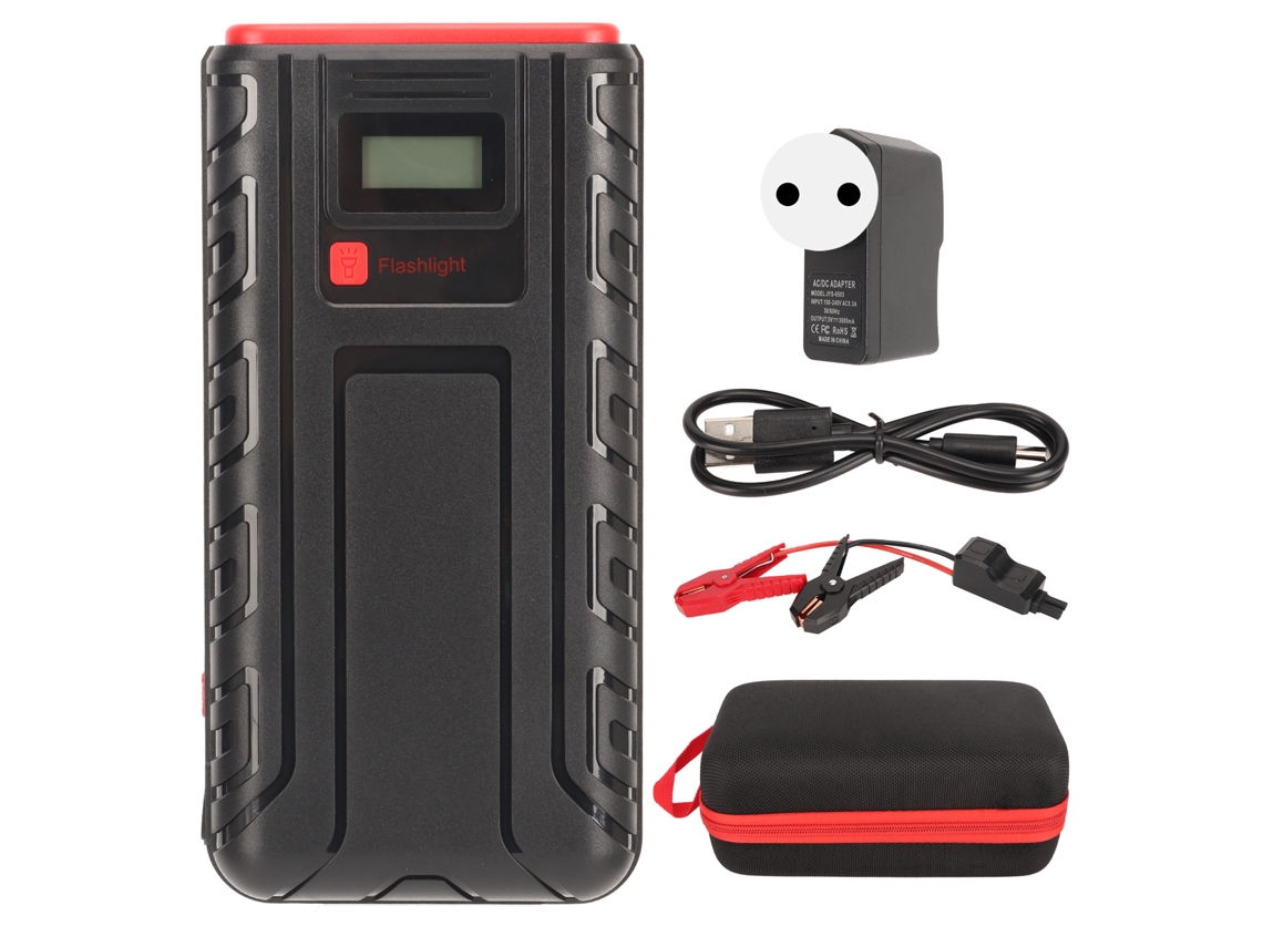 Arrancador de coche de 12 V, 3000 A, corriente máxima de 30 000 mAh, batería digital con luz LED, SOS, POS, enchufe europeo de 100 a 240 V.