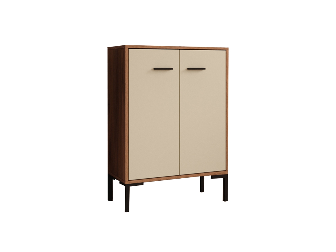 Aparador pequeño Lander L15 en color ámbar y nogal beige, 84 cm, Beautiful Furniture