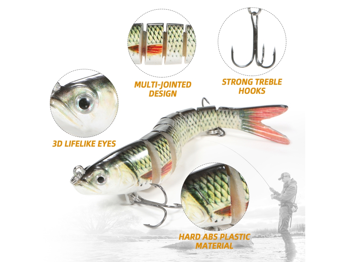 Taruor Isca Artificial De Pesca Minnow 140mm De 8 Segmentos, Isca De Natación Multijunta, Bait Duro Para Pesca