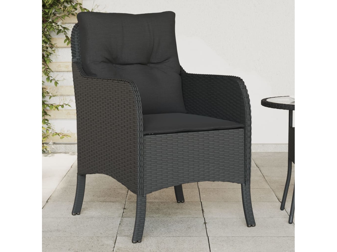 Sillas de jardín con cojines, 2 unidades, mimbre sintético negro, Dkd Home Decor