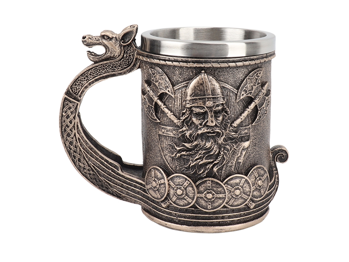 Taza Vikinga Vintage Con Revestimiento De Acero Inoxidable 304, Gran Capacidad Para Cerveza Y Café.