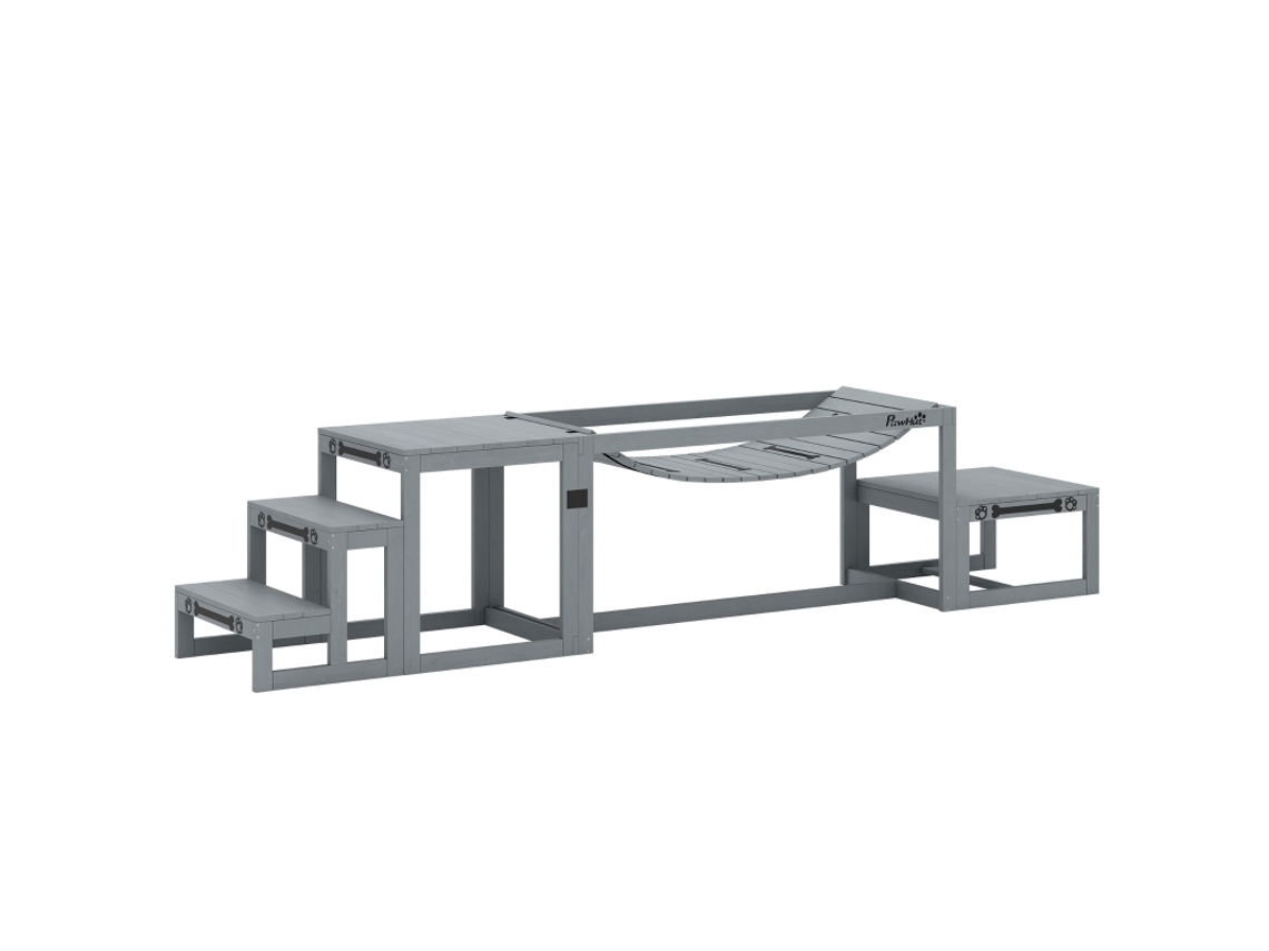 Conjunto De Agilidad Con Puente, Escaleras Y Plataforma, Abeto Gris, 117x50x56cm