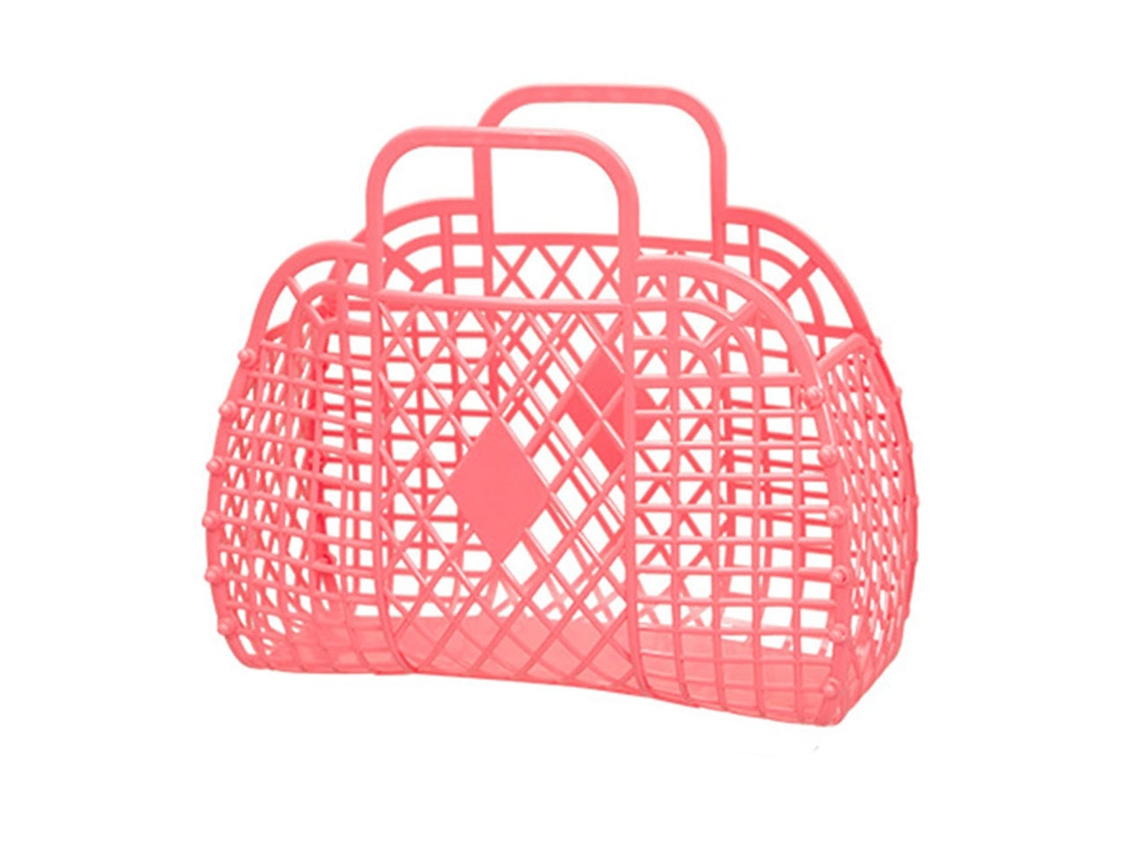 Cesta De Armazenamento Oca Plástica Plegável Portátil Reutilizável Para Brinquedos Roupa Praia Lar 250x110x220mm Vermelha