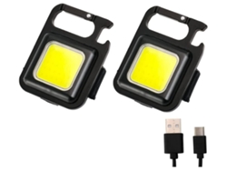 2 piezas de luz de trabajo LED de llavero portátil pequeña, luz de trabajo COB de 500 lúmenes, mini linterna de llavero recargable (negro) YIZHOOD